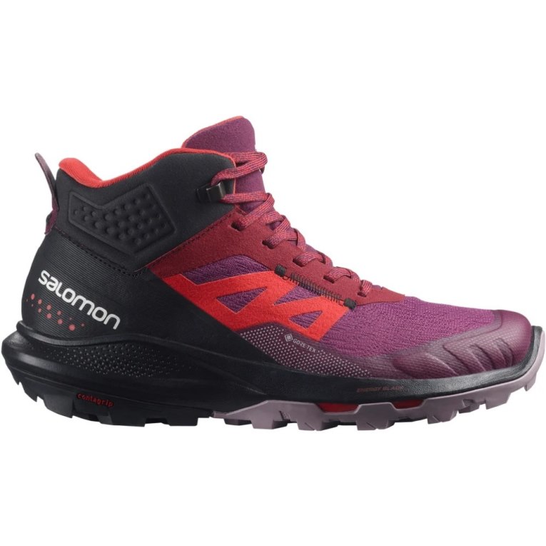 Fuchsia / Red / Black Salomon Outpulse Mid GTX Women\'s Hiking Boots | PH 19470P